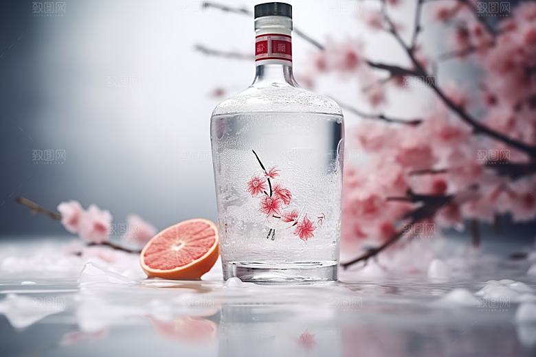 美酒畅饮酒瓶摄影图