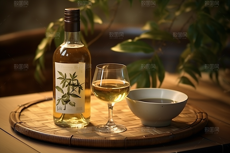 美酒酒杯品酒摄影图