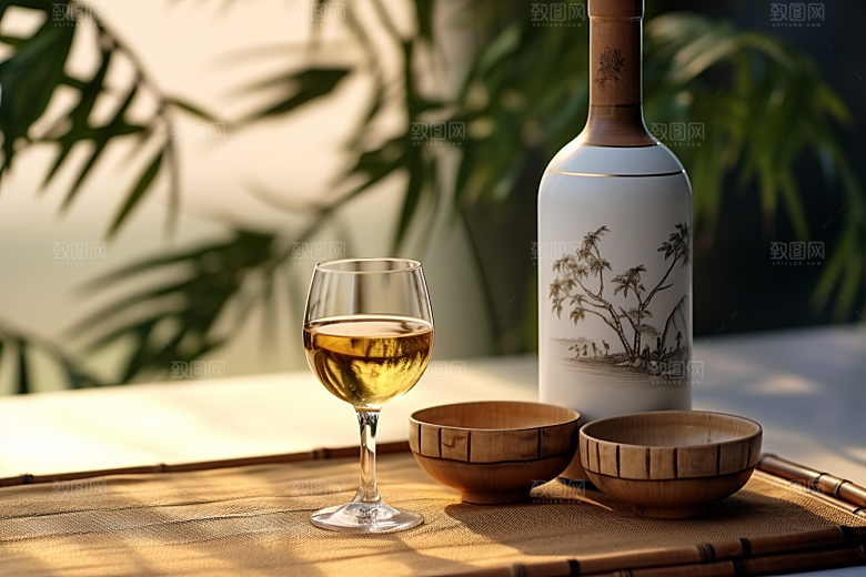 美酒酒具精致摄影图