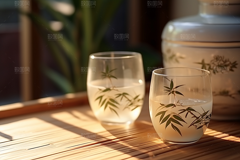 美酒酒具酒瓶摄影图