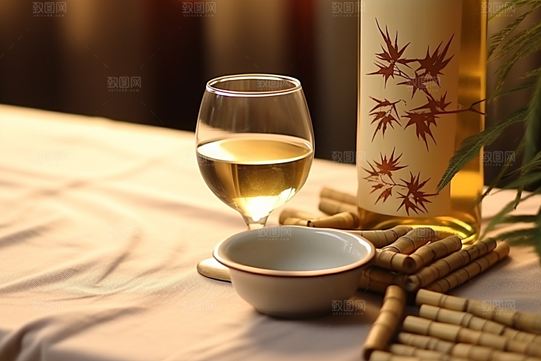 美酒精致酒杯摄影图