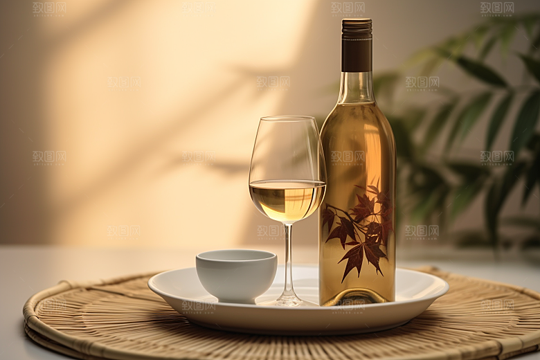 美酒酒具酒杯摄影图