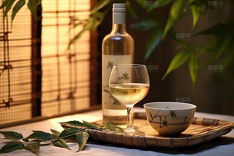 美酒精致酒瓶摄影图