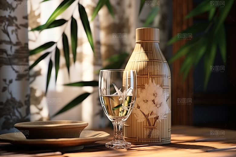 美酒酒具酒杯摄影图