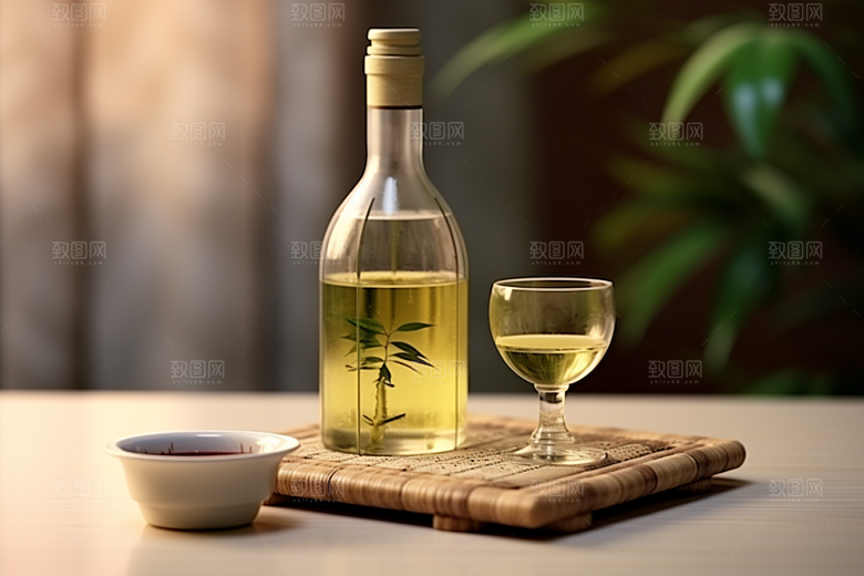 美酒酒瓶酒杯摄影图