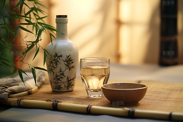 美酒酒瓶精致摄影图