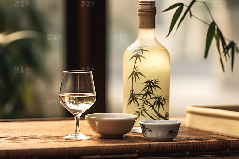 美酒畅饮酒瓶摄影图