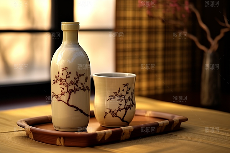 美酒酒器品酒摄影图