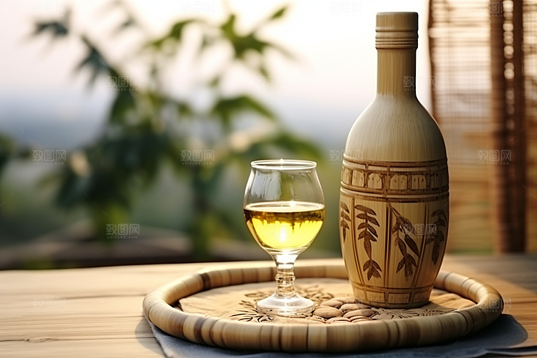 美酒酒瓶精致摄影图