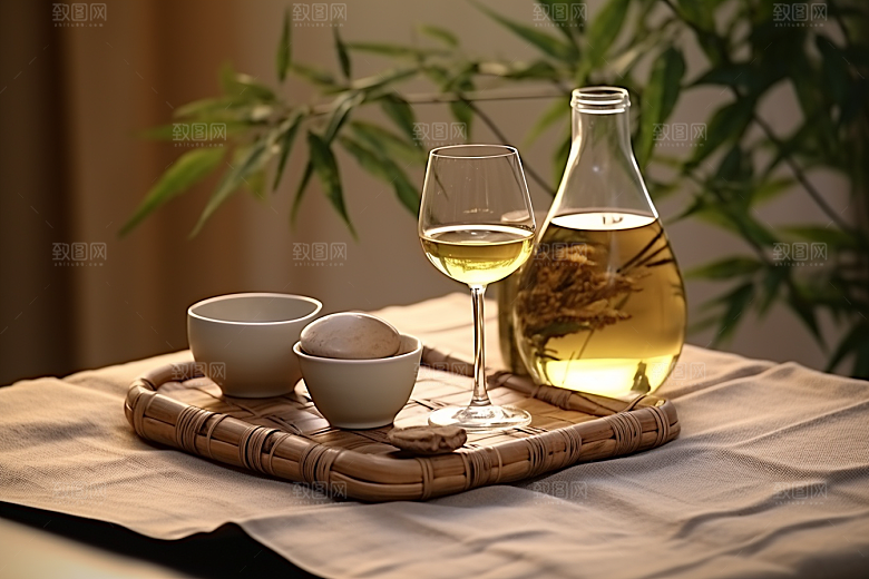 美酒精致酒器摄影图