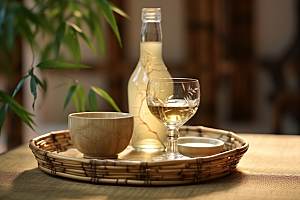 美酒酒具精致摄影图