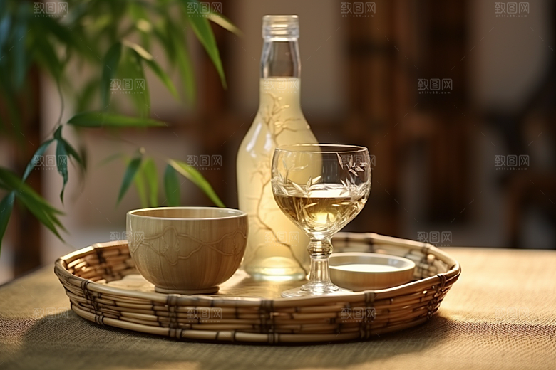 美酒酒具精致摄影图