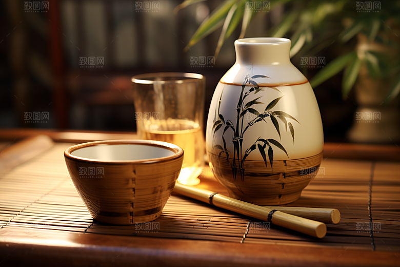 美酒酒瓶酒具摄影图