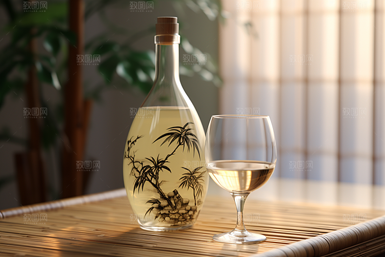美酒畅饮酒瓶摄影图