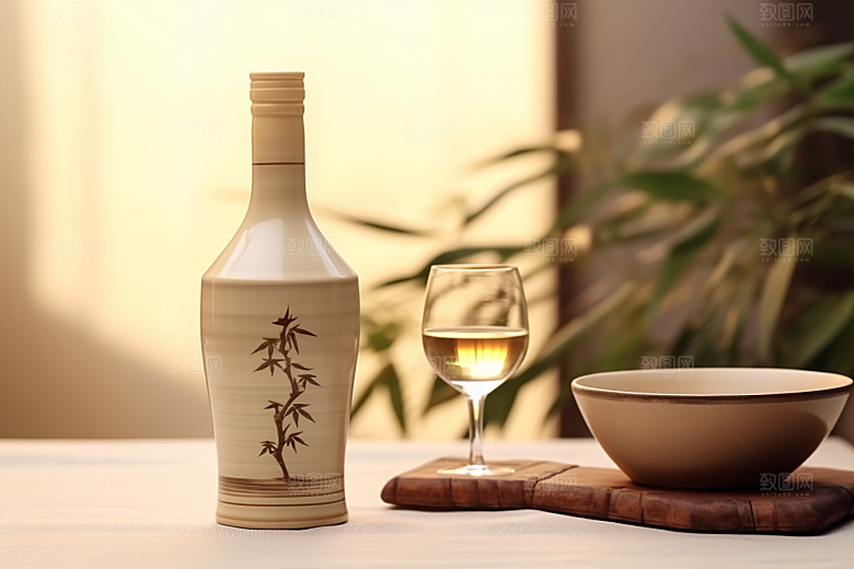 美酒酒瓶精致摄影图