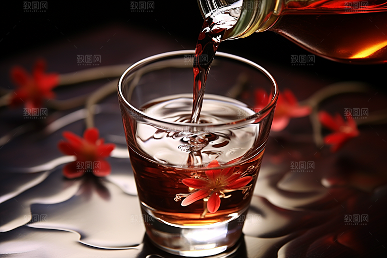 美酒酒杯畅饮摄影图