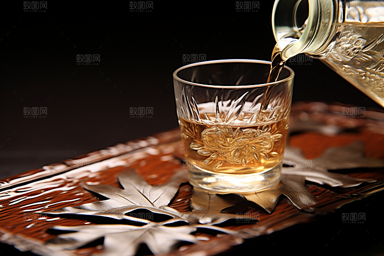 美酒精致酒瓶摄影图