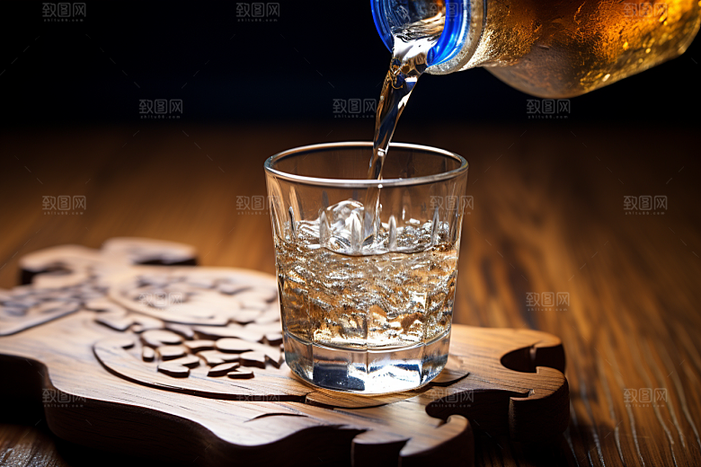 美酒酒杯酒瓶摄影图