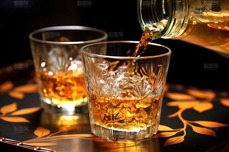 美酒酒具酒瓶摄影图