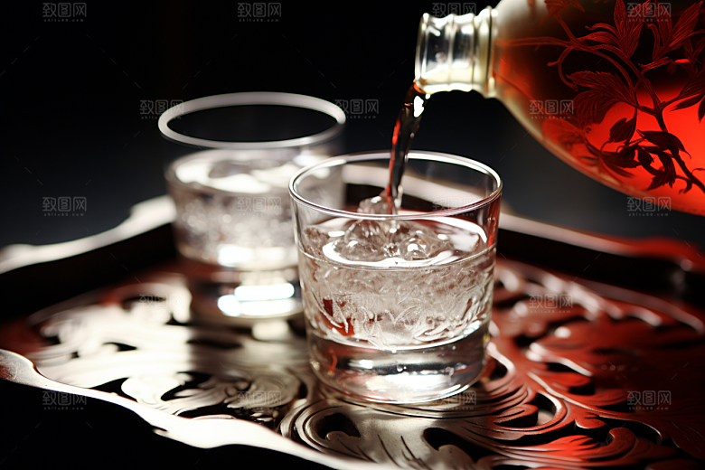 美酒酒瓶精致摄影图