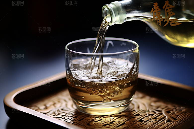 美酒酒瓶酒杯摄影图