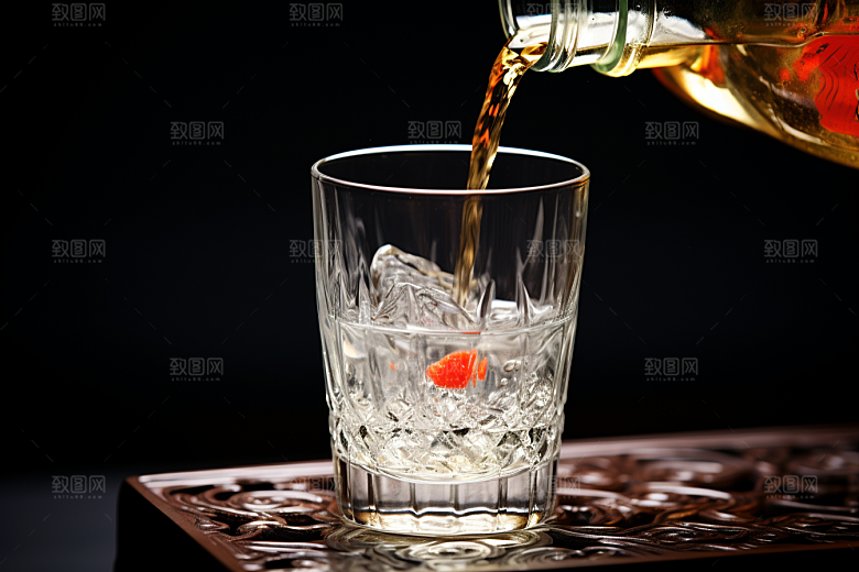 美酒酒杯畅饮摄影图
