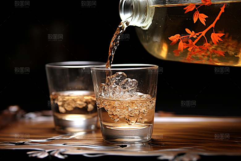 美酒精致酒器摄影图