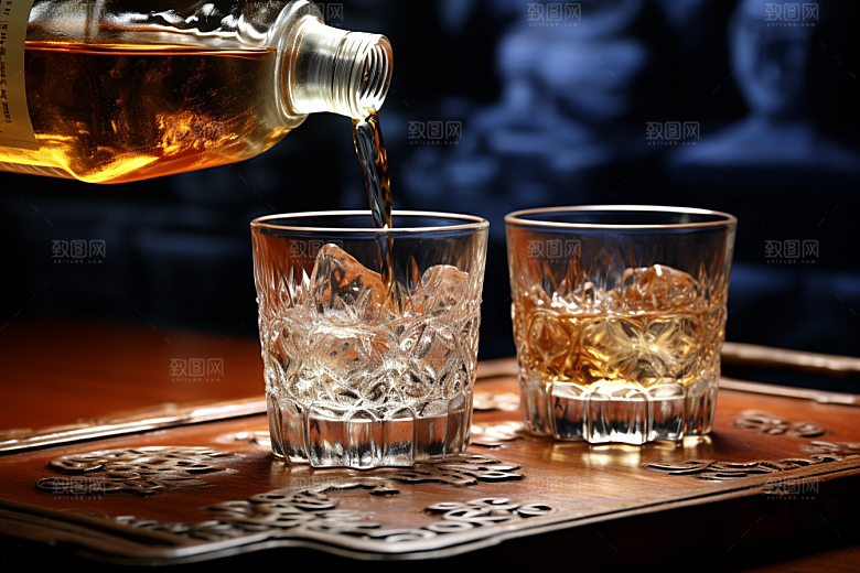 美酒酒杯品酒摄影图