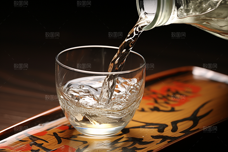 美酒酒杯精致摄影图