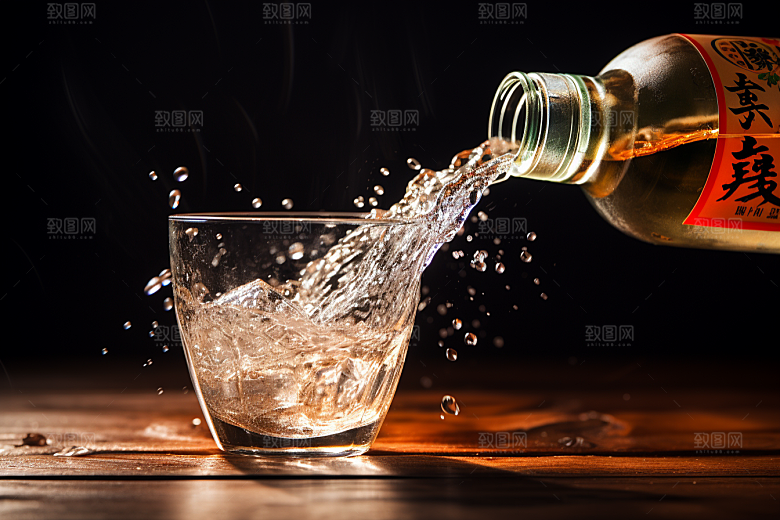 美酒酒器精致摄影图