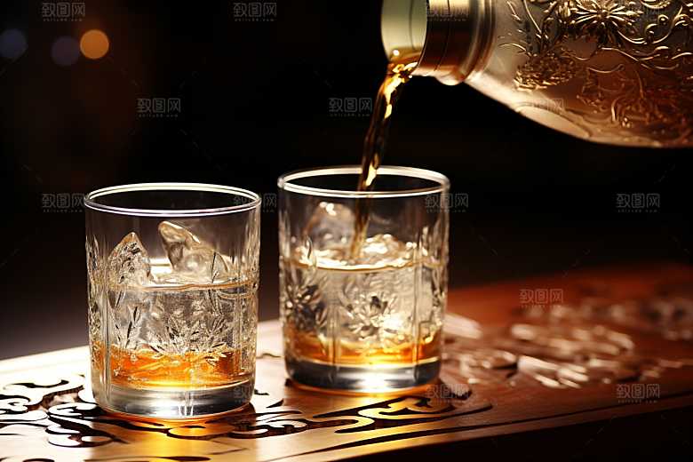 美酒酒具酒杯摄影图