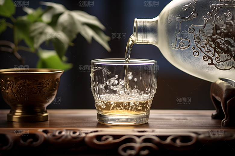 美酒酒瓶品酒摄影图