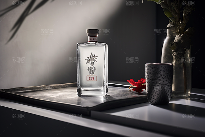 美酒酒具酒瓶摄影图