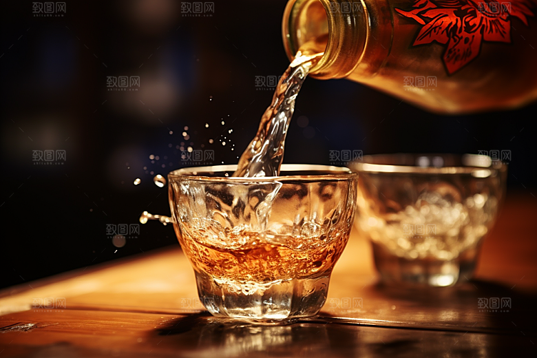 美酒酒瓶品酒摄影图