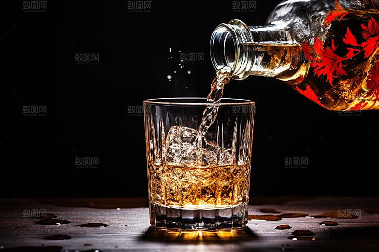 美酒酒器精致摄影图