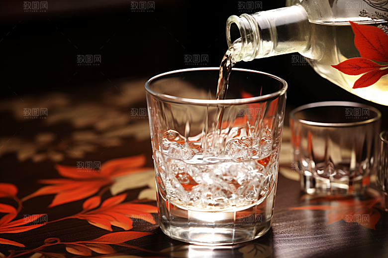 美酒酒瓶精致摄影图