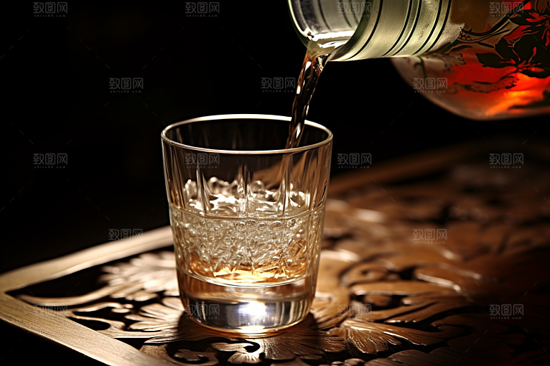 美酒畅饮酒瓶摄影图
