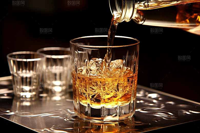 美酒酒杯酒瓶摄影图