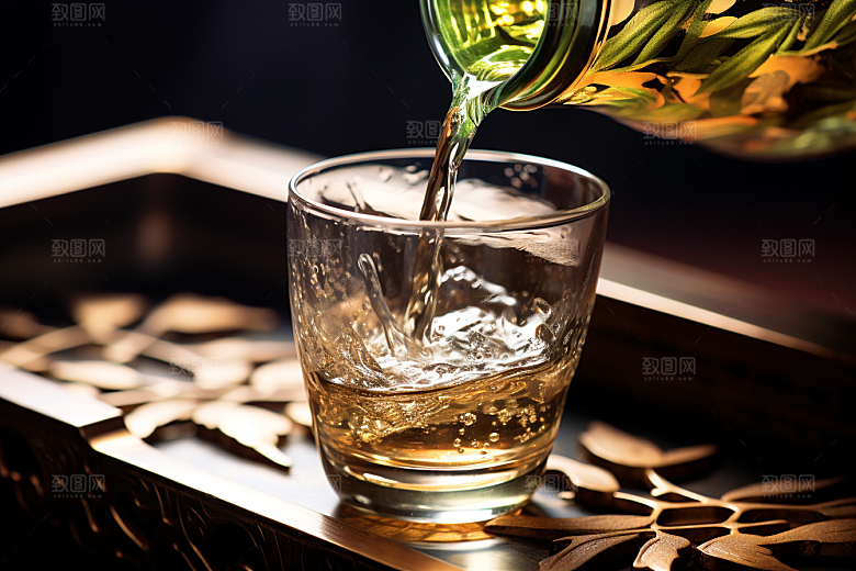 美酒酒瓶精致摄影图