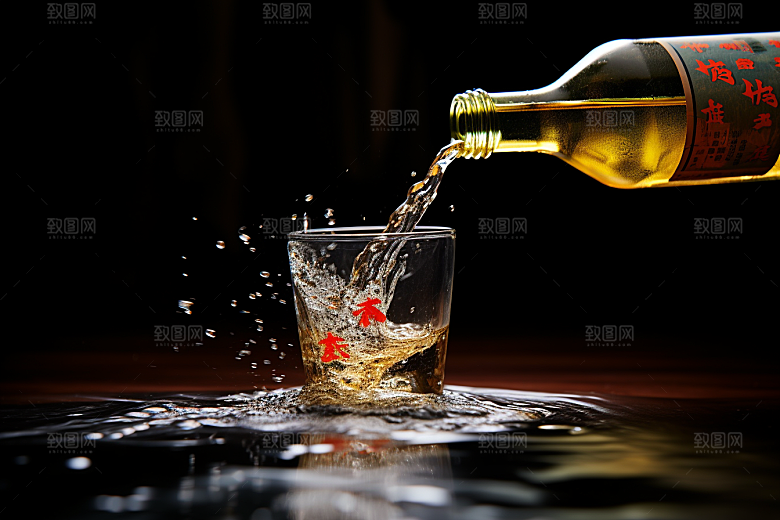 美酒酒具酒瓶摄影图