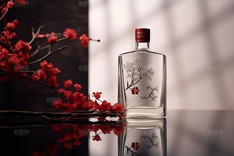 美酒酒瓶精致摄影图