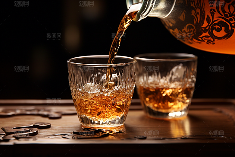 美酒品酒酒具摄影图