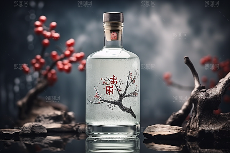 美酒酒瓶饮品摄影图
