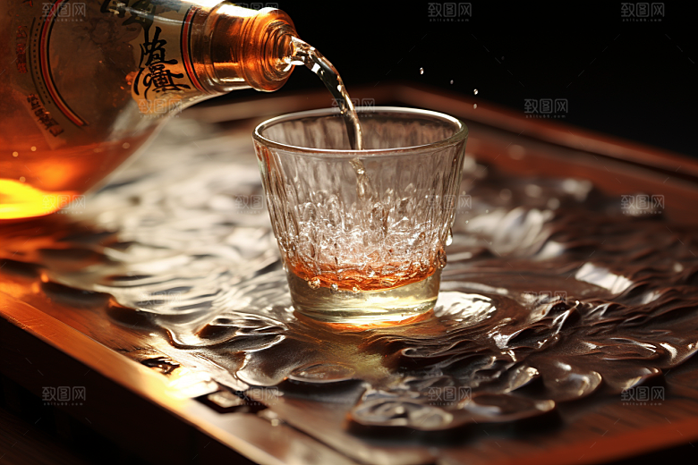 美酒酒瓶饮品摄影图