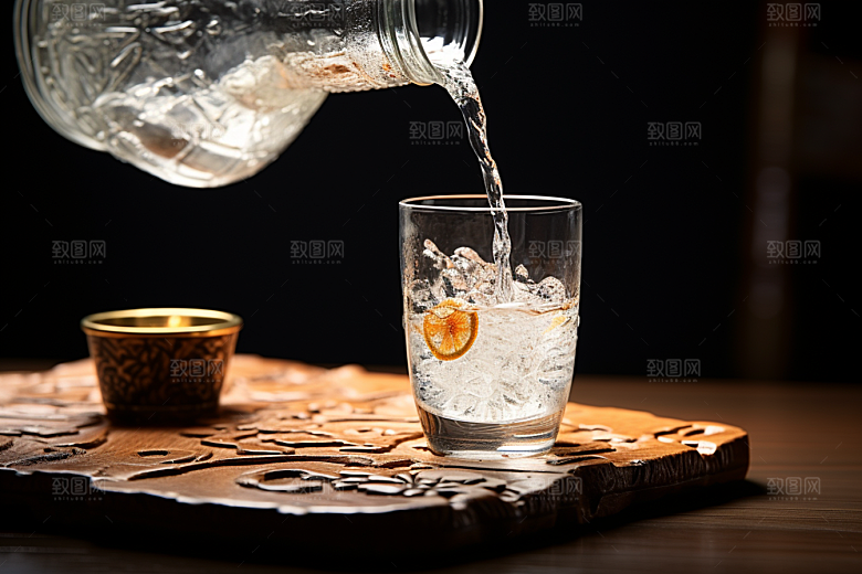 美酒酒器精致摄影图