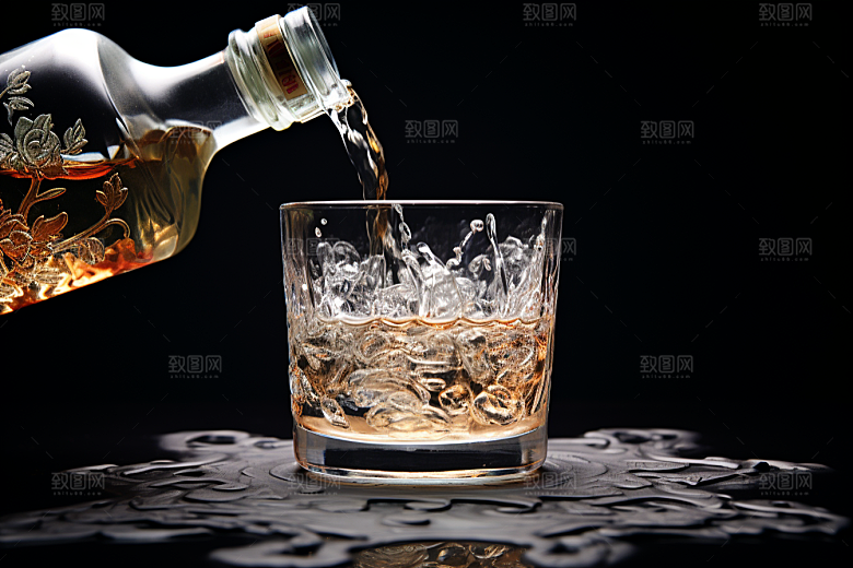 美酒酒瓶酒杯摄影图