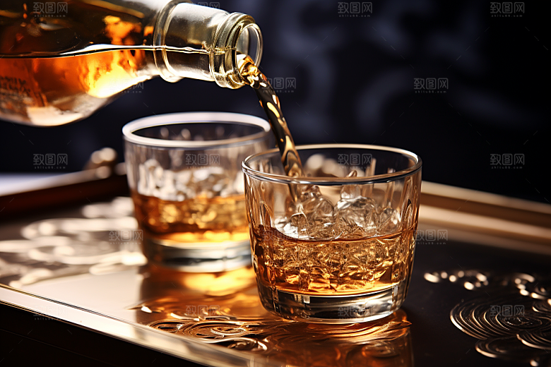 美酒酒瓶畅饮摄影图