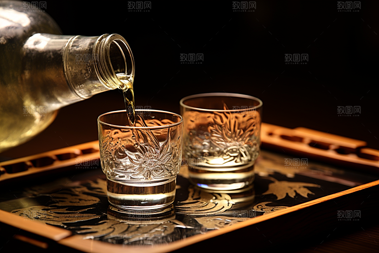美酒酒具品酒摄影图