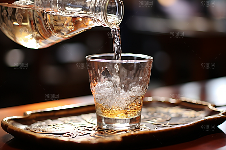 美酒酒器精致摄影图