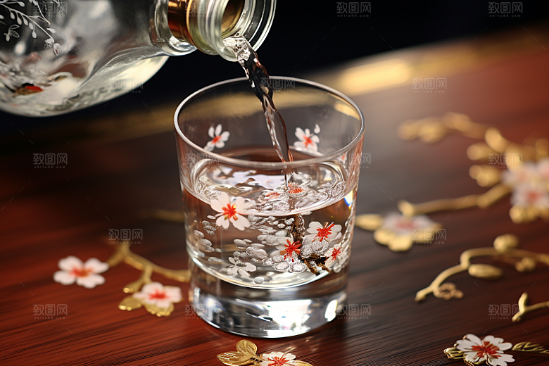 美酒精致酒杯摄影图